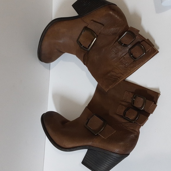 Lucky brand Tommie ankle boots women 7.5M  leather  pull on adjustable buckle - Picture 7 of 15